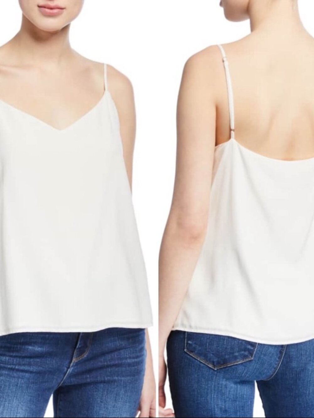 L'agence Jane V-Neck Spaghetti-Strap Silk Tank Top in Blush Pink Size XS, NWT
